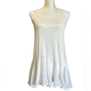 Grace & Lace Flutter Hem Tank Off-White Spaghetti Straps Adjustable Size Small